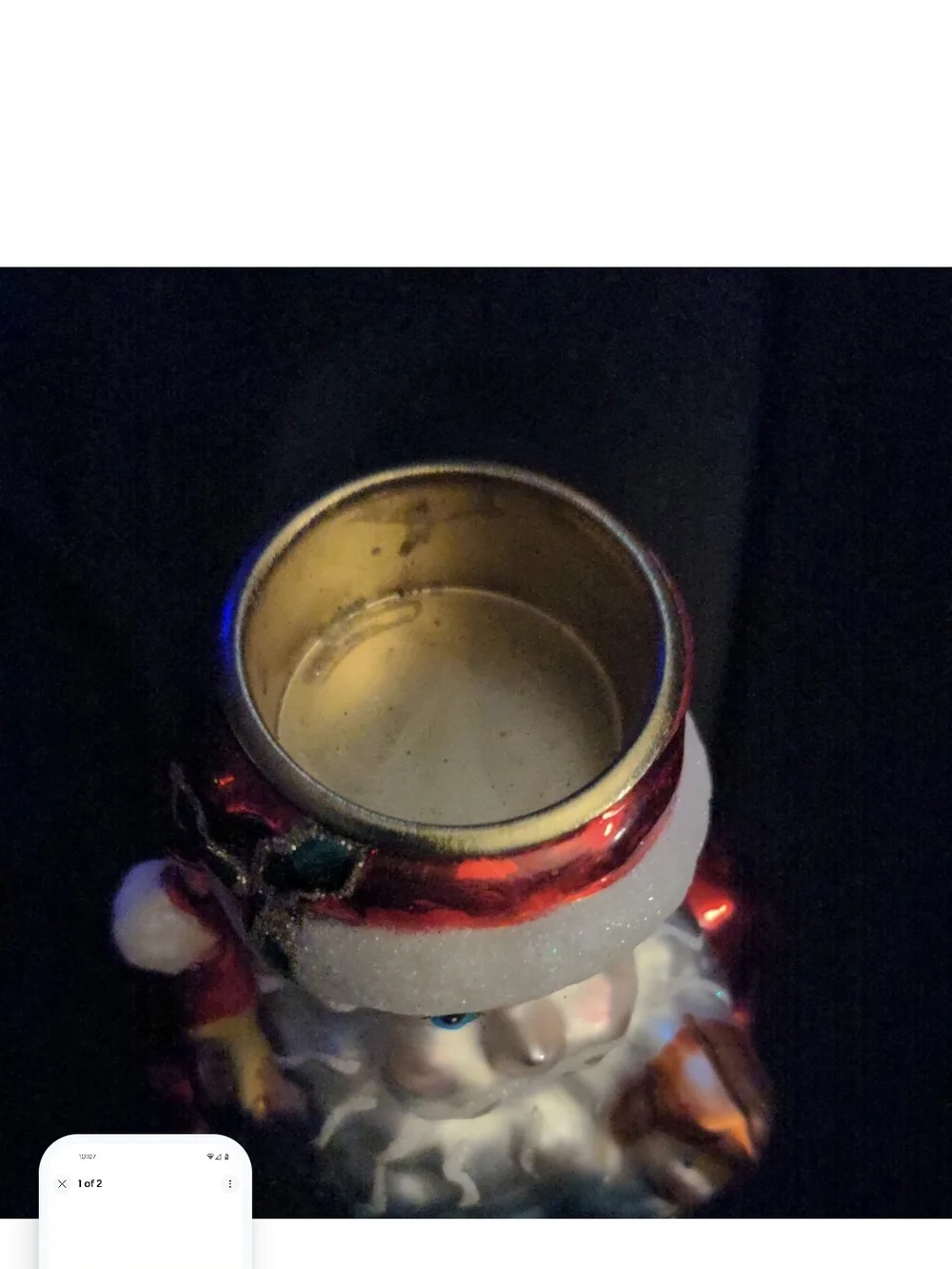 Santa Claus Candle Holder Tea Light Christmas presents Mercury Glass Glitter